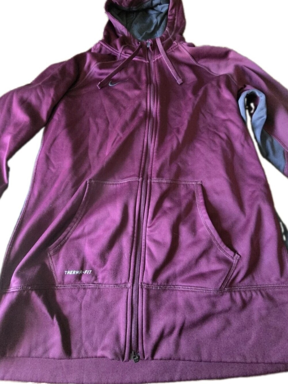 Nike Therma-FIT Hoodie Jacket Men's XXL Burgundy Full Zip Fleece Lined